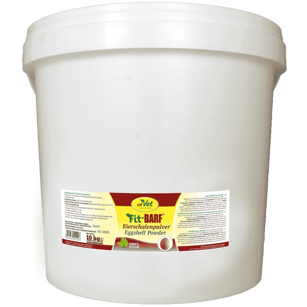 Fit-BARF Eierschalenpulver für Hunde und Katzen im 10 kg Eimer