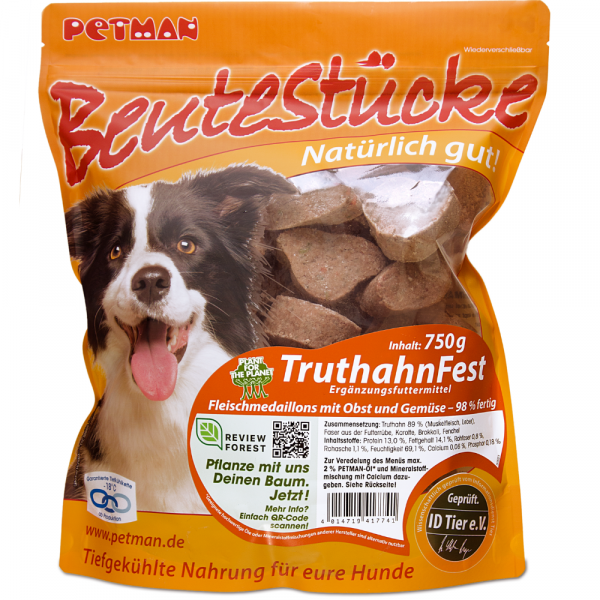 Petman Beutestücke TruthahnFest Hundefutter 750 g