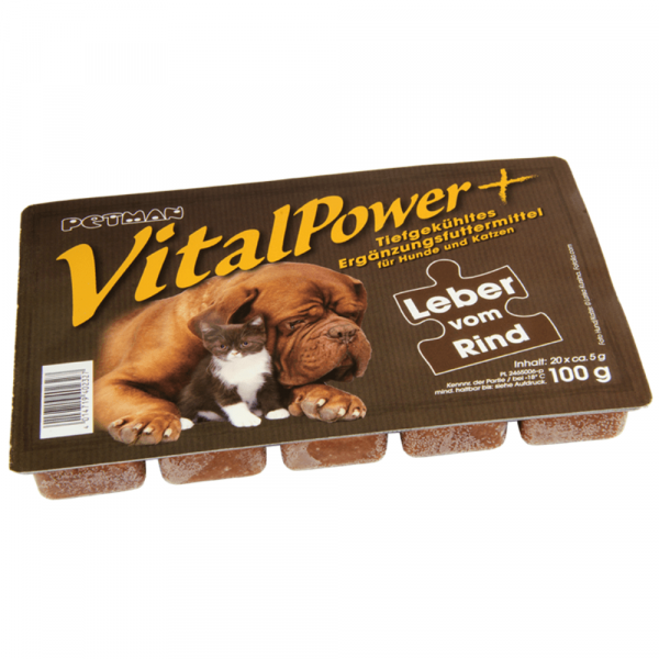 Petman Vital Power Leber vom Rind Frostfutter für Hunde und Katzen 100 g