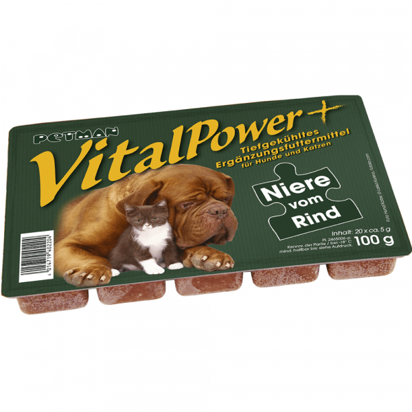 Petman Vital Power Niere vom Rind Frostfutter für Hunde und Katzen 100 g