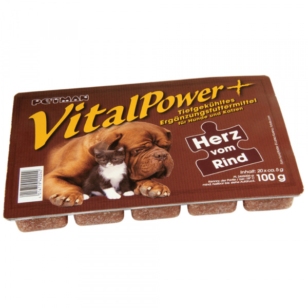 Petman Vital Power Herz vom Rind Frostfutter für Hunde und Katzen 100 g