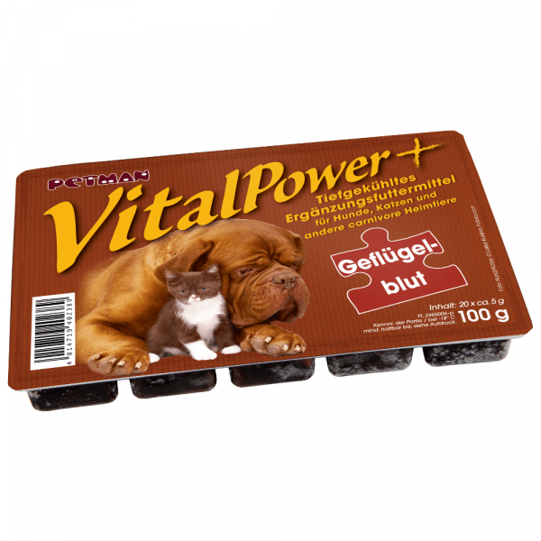 Petman Vital Power Geflügelblut Frostfutter für Hunde und Katzen 100 g