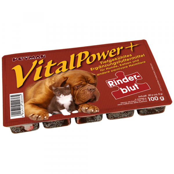 Petman Vital Power Rinderblut Frostfutter für Hunde und Katzen 100 g