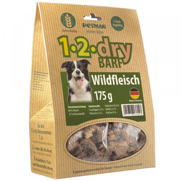 Petman 1-2-dry BARF Wildfleisch Hundefutter 175 g